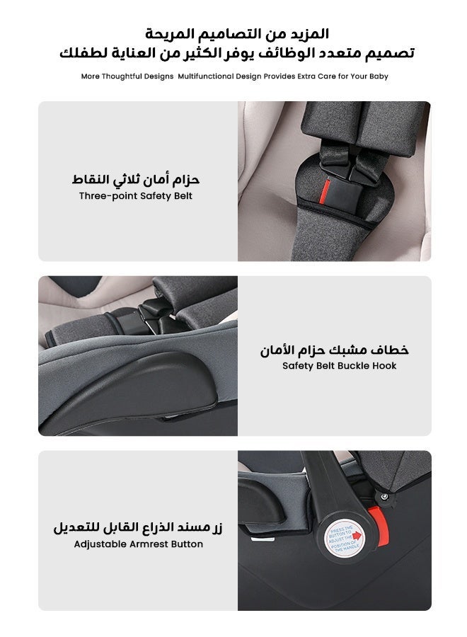 أوميني مقعد سيارة للأطفال خفيف الوزن, مظلة شمسية كبيرة لحماية الطفل أثناء الخروج, وسادة ناعمة قابلة للتنفس لراحة أكبر, استخدام متعدد للسيارة والمنزل والخروج, مناسب من 0 إلى 18 شهرًا - Image 3